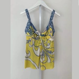 ELIE TAHARI YELLOW MULTI SILK TOP SIZE SMALL NWOTS!